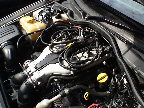 Under bonnet view LPG Vauxhall Omega 2.6 V6